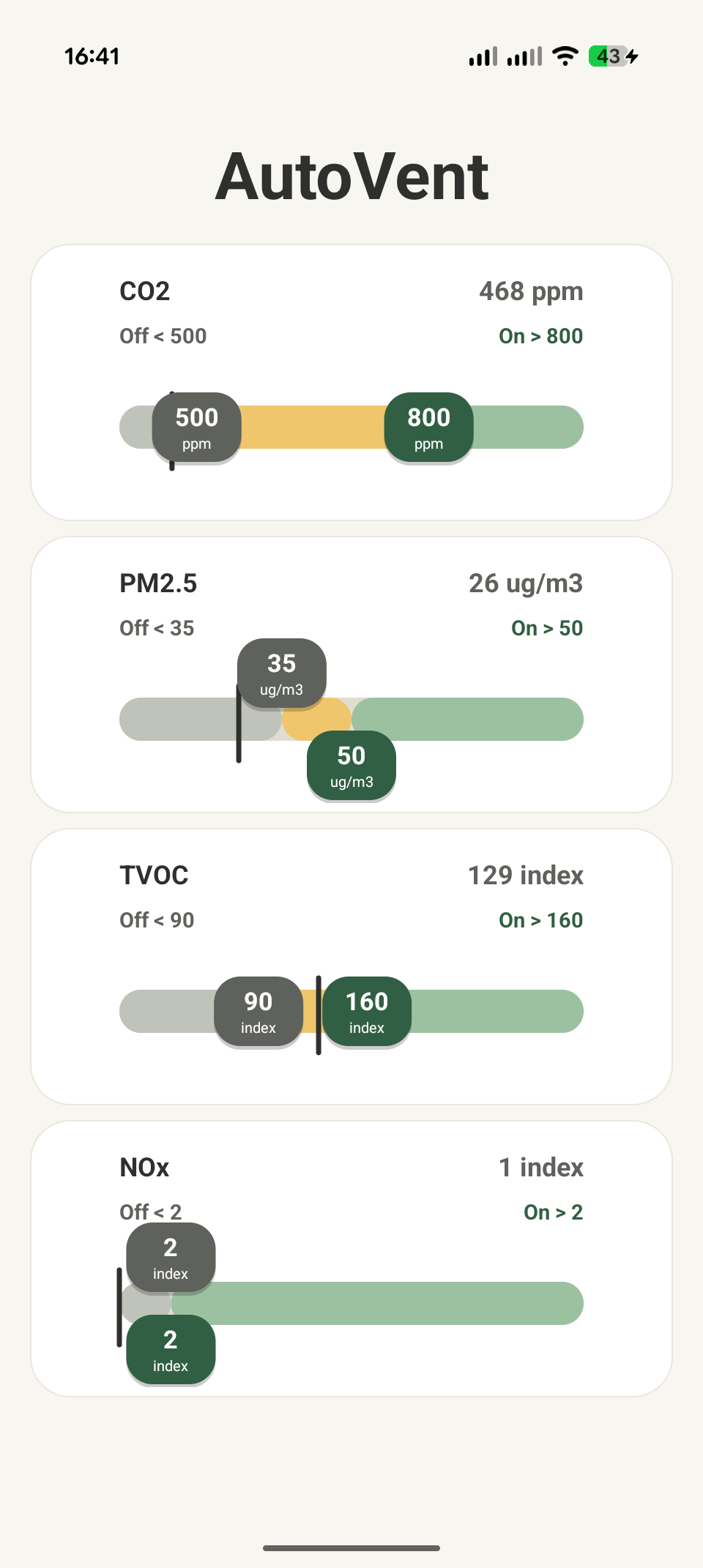 AutoVent main UI